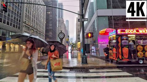 ⁴ᴷ⁶⁰ Walking Manhattan Nyc In The Rain 2020 Saks Fifth Avenue To Bryant