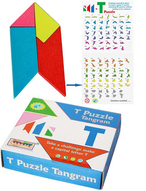 Wooden Tangram T Puzzle For Kids Wooden Pattern Blocks Geometric