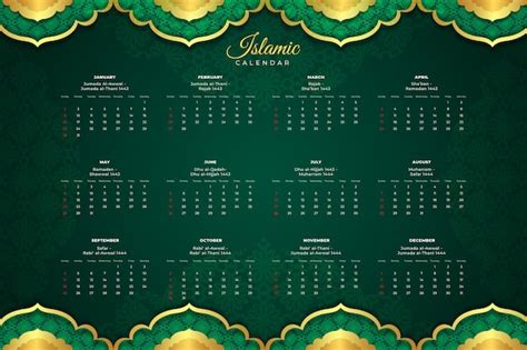 Premium Vector Gradient Islamic Calendar Template