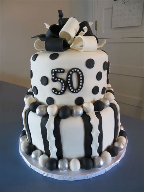 50th Black And White Birthday Cake White Birthday Cakes 40th