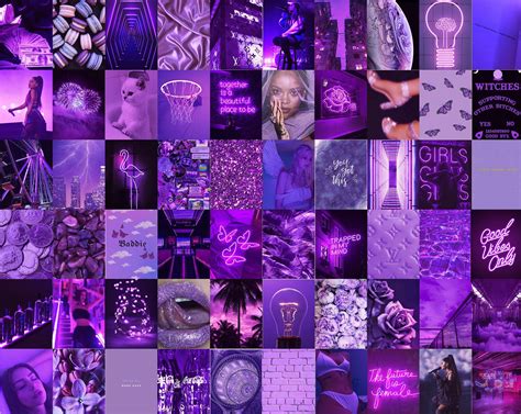 Photo Wall Collage Kit Boujee Purple Baddie Aesthetic Set Etsy Uk