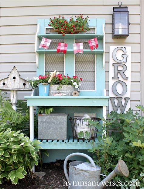 Outdoor Decor Potting Bench Hymns And Verses