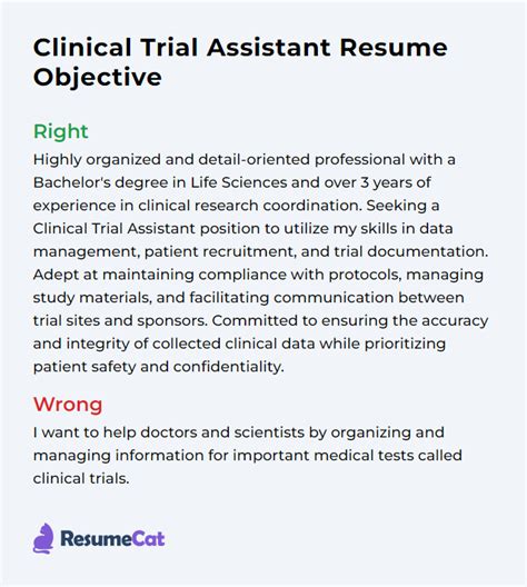 Top Clinical Trial Assistant Resume Objective Examples