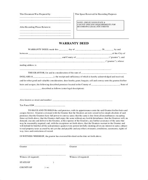 Printable Blank Property Deed Form Printable Forms Free Online