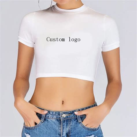 Wholesale Women Custom Logo Print Shirt In Stock Crop Top Women T Shirt