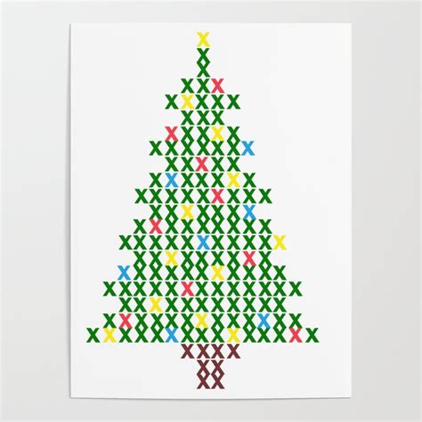 cross stitch christmas tree poster by betty sue society6