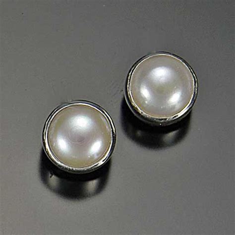 White Pearl Post Earrings Acleoni Jewelry