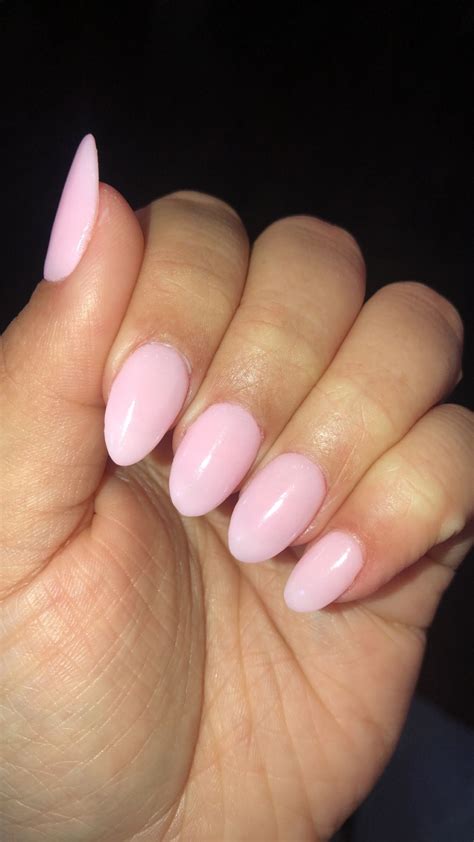Light Pink Dip Powder Short Almond Nails In 2022 Pink Oval Nails