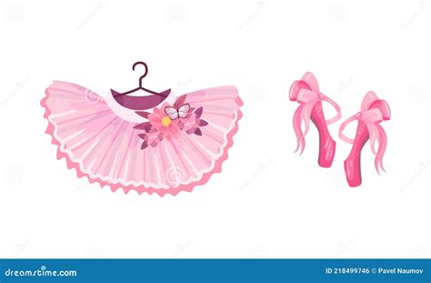 Tutu Skirt And Pointe Shoes As Ballet Accessory Vector Set Stock Vector