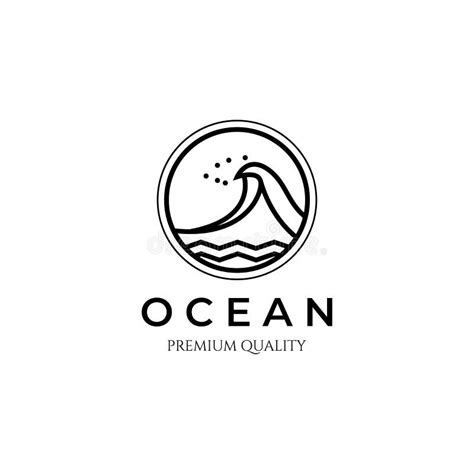 Ocean Icon Wave Line Art Minimalist Logo Vector Illustration Design