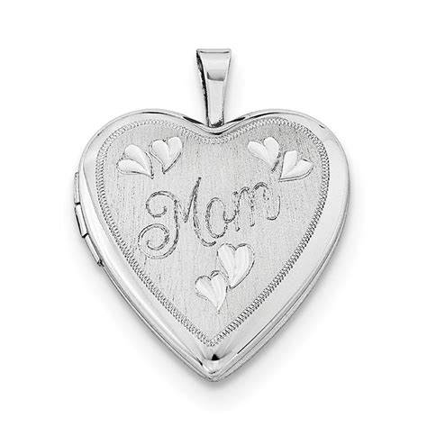 Quality Gold Sterling Silver Rhodium Plated 20mm Mom Heart Locket