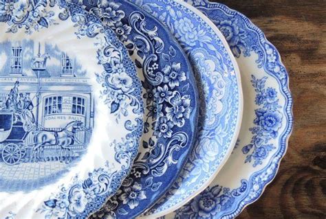 Mismatched Blue And White Salad Plates Set Of 4 Plates For Etsy