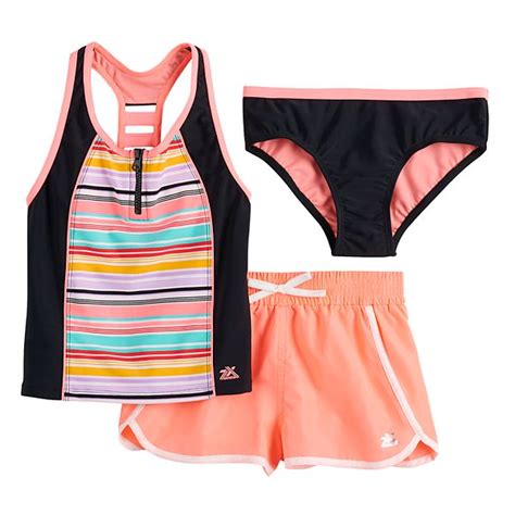 Girls 7 16 Zeroxposur Cabana Caper Tankini Bottoms And Shorts Swimsuit Set