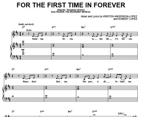 Frozen For The First Time In Forever Free Sheet Music Pdf For Piano