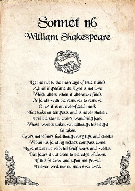 Sonnet 116 Poem By William Shakespeare William Shakespeare Artwork
