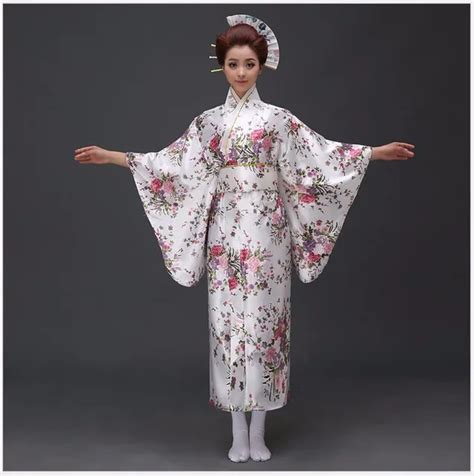 New Arrival Japanese Traditioinal Satin Kimono Classic Yukata With Obi Sexy Vintage Women S Prom