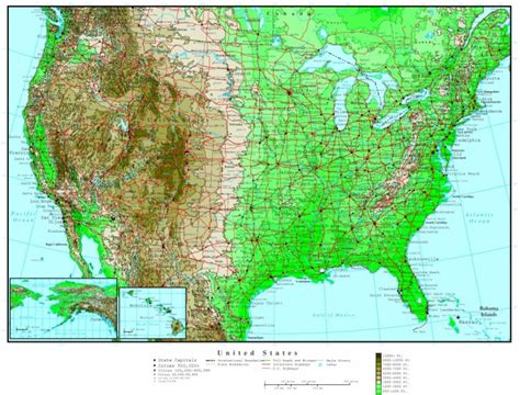 United States Elevation Map In Printable Topographic Map Of The United