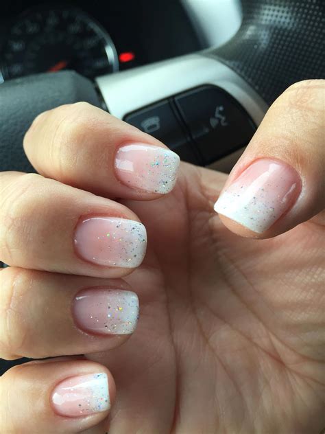 French Ombre Nails With Silver Glitter Tips Ombrenails Ombre Nails