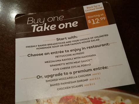 Olive Gardens Buy One Take One Offer Returns For Back To School