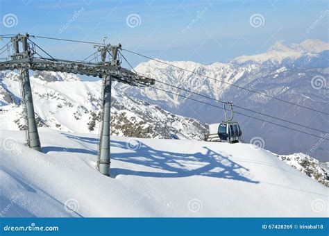 Sochi Russia February 27 2016 The Cable Car On The Slopes Of The
