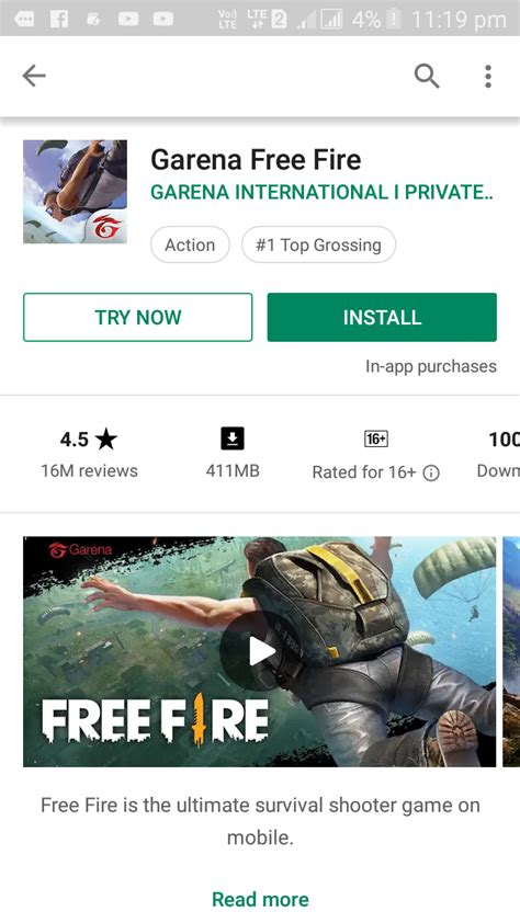 Here the user, along with other real gamers, will land on a desert island from the sky on parachutes and try to stay alive. How to Download Free Fire Game Play Store