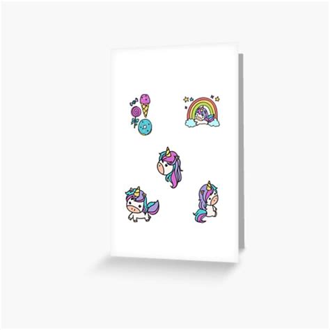 Kawaii Cute Unicorn Sticker Pack Greeting Card For Sale By Cathelkav