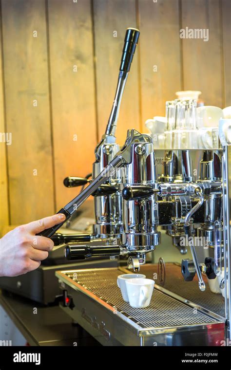 Espresso Coffee Making Machine Stock Photo Alamy