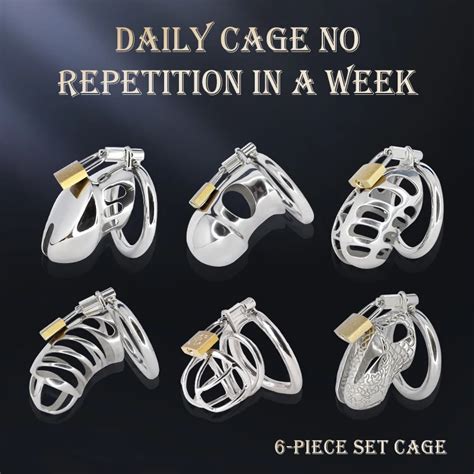 6 In 1 Metal Cock Cage Bdsm Stainless Steel Male Chastity Device Erotic