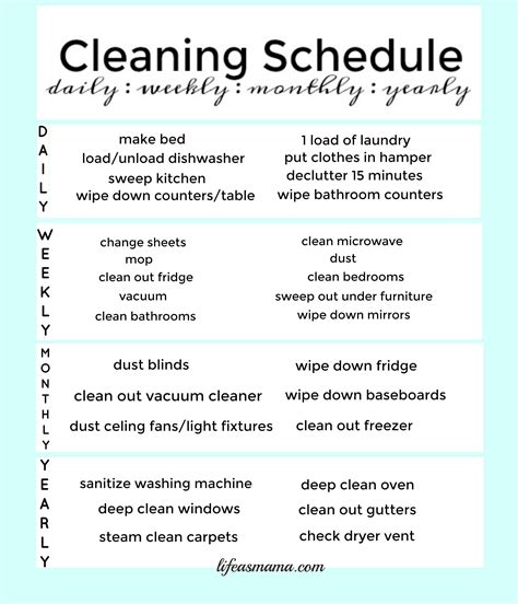 Free Printable Cleaning Schedule | Cleaning schedule printable, Cleaning schedule, Free ...