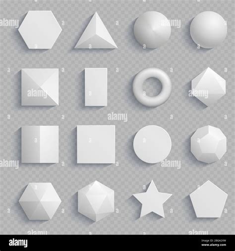 Top View Realistic Math Basic Shapes Isolated On Transparent Background