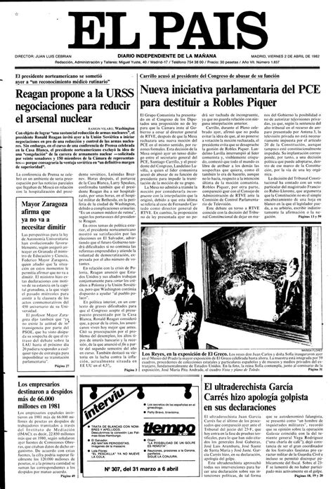 Portada 2 De Abril De 1982 Aniversario El PaÍs