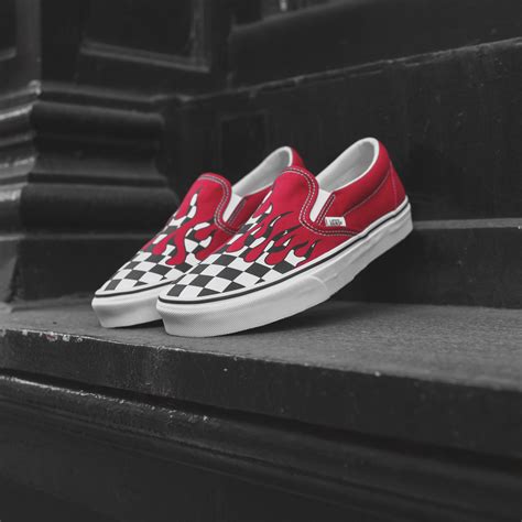 Vans Ua Classic Slip On Red Flame Kith