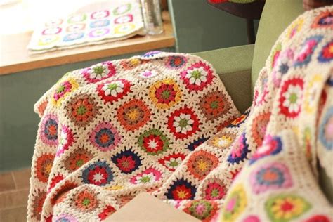 Handmade Crochet Blanket Granny Square Daisy Afghan Etsy Uk Crochet