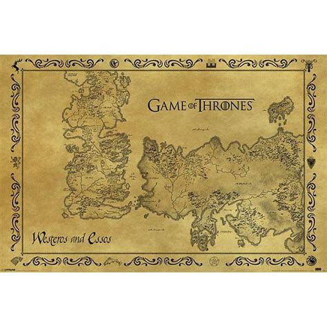 Megamobilebe Game Of Thrones Westeros And Essos Antique Map Maxi