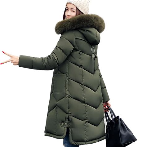 women jackets 2018 fur hooded jacket for women padded cotton down winter coat women long parka