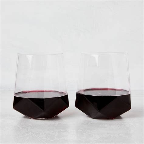 Viski Faceted Crystal Wine Glass Set Of Two Bespoke Post