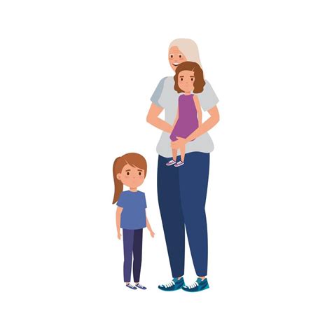 Grandmother With Granddaughters Avatar Character 1912348 Vector Art At Vecteezy