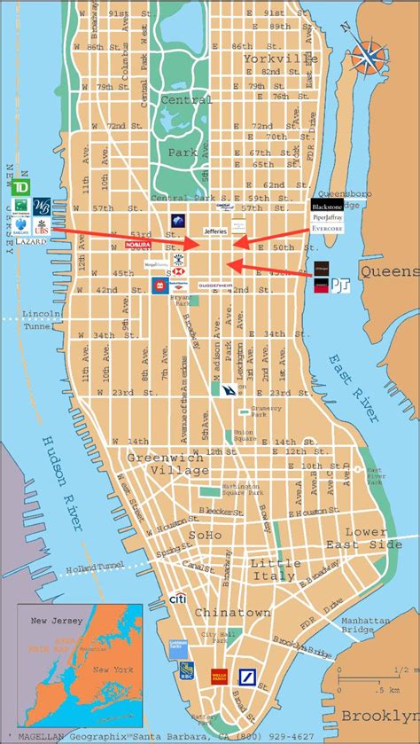 A Map Of Manhattan Tourist Map Of English