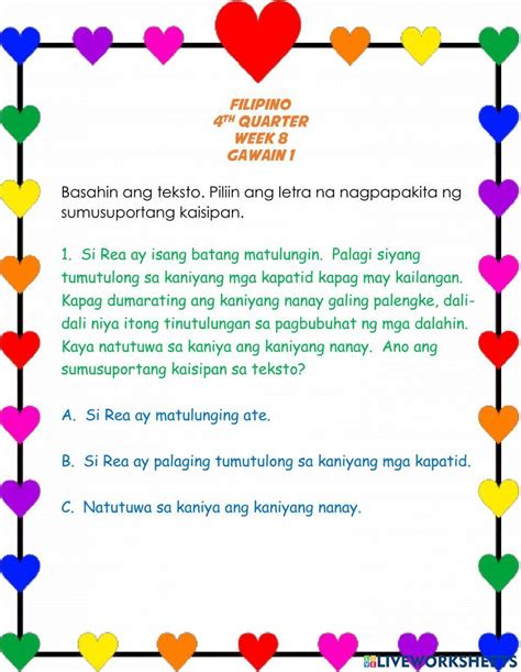 Filipino 4th Quarter Week 8 Worksheet Live Worksheets