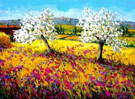 Tuscany Spring Countryside Original Italian Oil Painting Painting By
