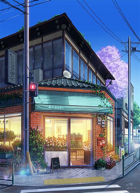 Corner Florist Shop Japan Art Anime Scenery Anime Places Anime Scenery Wallpaper