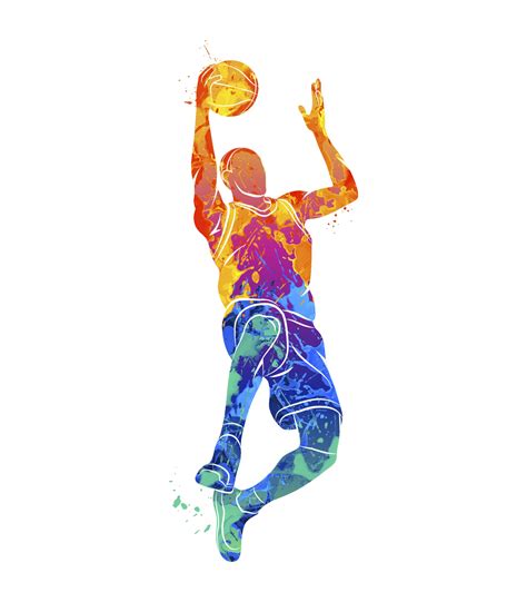 Abstract Basketball Player With Ball From Splash Of Watercolors Vector