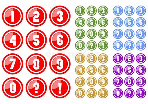 El Sistema De Los Números Blancos En Botón Del Círculo Incluye Cinco