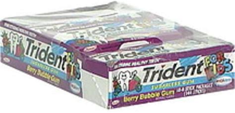 Trident For Kids Berry Bubble Gum Gum 4 Ea Nutrition Information