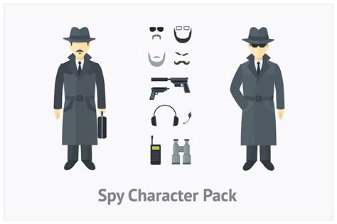 Spy Character Set Graphics Envato Elements