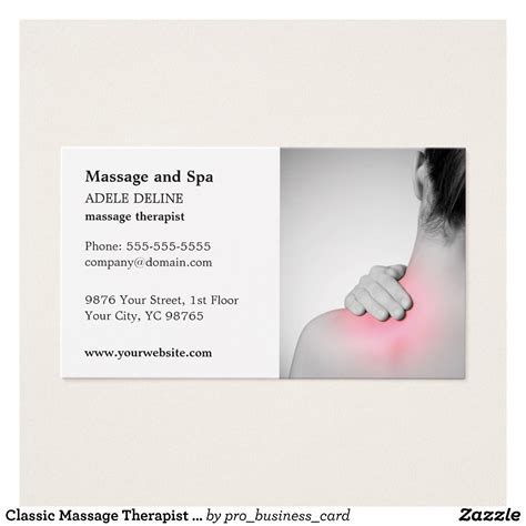 Classic Massage Therapist Business Card Template Massage Therapy