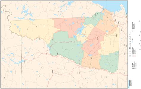 New Hampshire Wall Map With Counties By Map Resources Mapsales