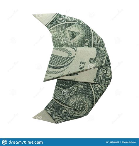 Money Origami Crescent Half Moon With Eye And Nose Folded With Real One