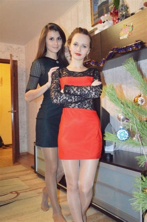 Beautyful Gilrs In Minidress And Shiny Tights Pantyhose