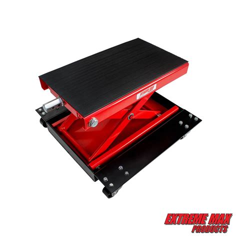 Extreme Max 50015059 1100 Lb Wide Motorcycle Scissor Jack With Dolly